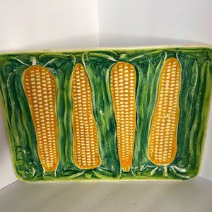 Vintage Corn Cob Platter Mid Century Ceramic Rectangular Serving Dish